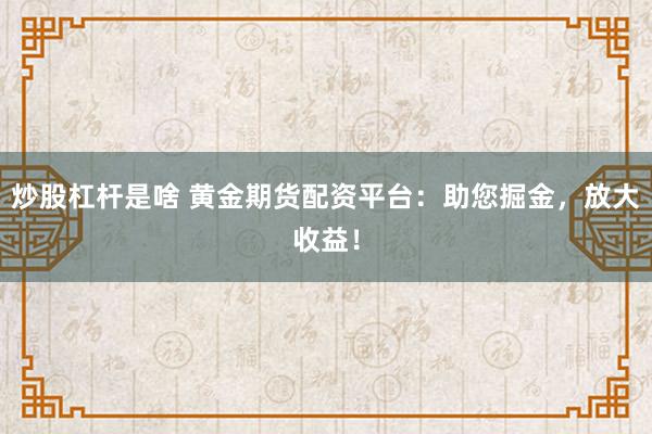 炒股杠杆是啥 黄金期货配资平台:助您掘金,放大收益!