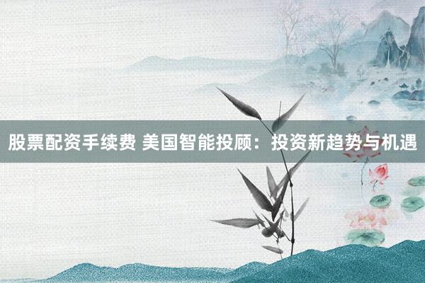 股票配资手续费 美国智能投顾：投资新趋势与机遇