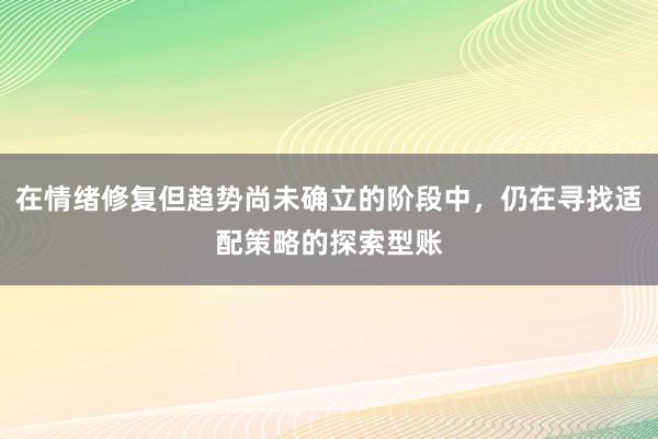 在情绪修复但趋势尚未确立的阶段中，仍在寻找适配策略的探索型账