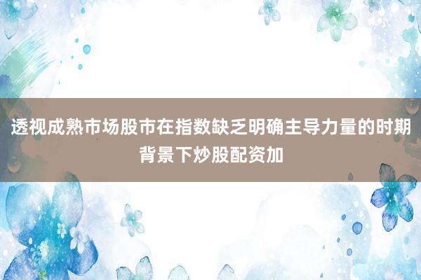 透视成熟市场股市在指数缺乏明确主导力量的时期背景下炒股配资加