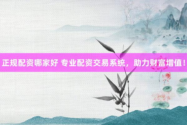 正规配资哪家好 专业配资交易系统，助力财富增值！