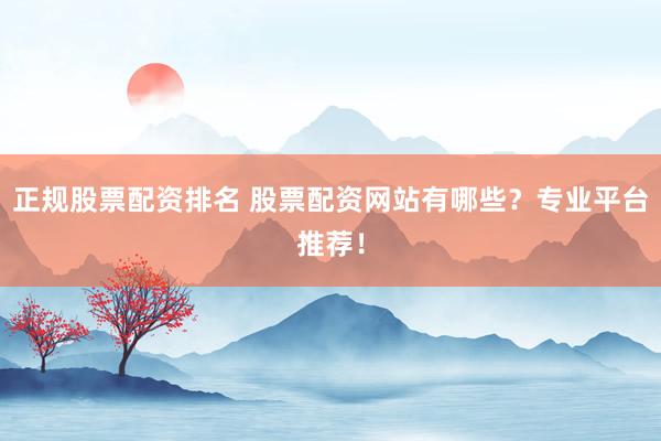 正规股票配资排名 股票配资网站有哪些？专业平台推荐！