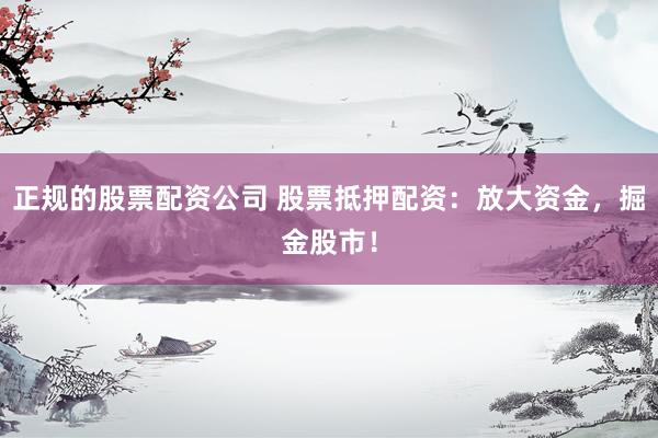 正规的股票配资公司 股票抵押配资：放大资金，掘金股市！