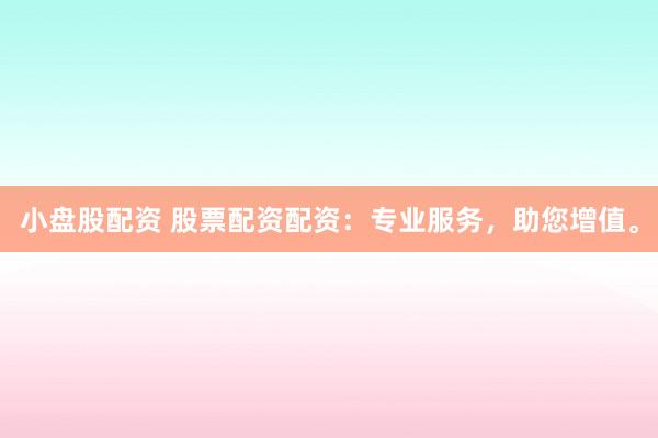 小盘股配资 股票配资配资：专业服务，助您增值。